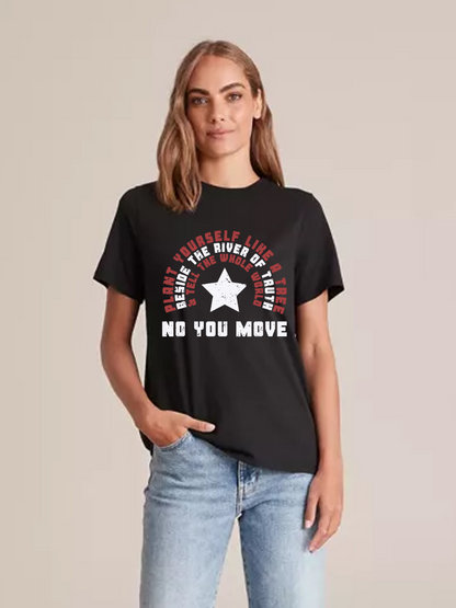 Women's Casual Marvel No You Move Printed Round Neck Short Sleeve T-Shirt