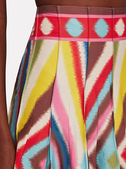 Fashion Colorblock Print Bikini Set And Skirt