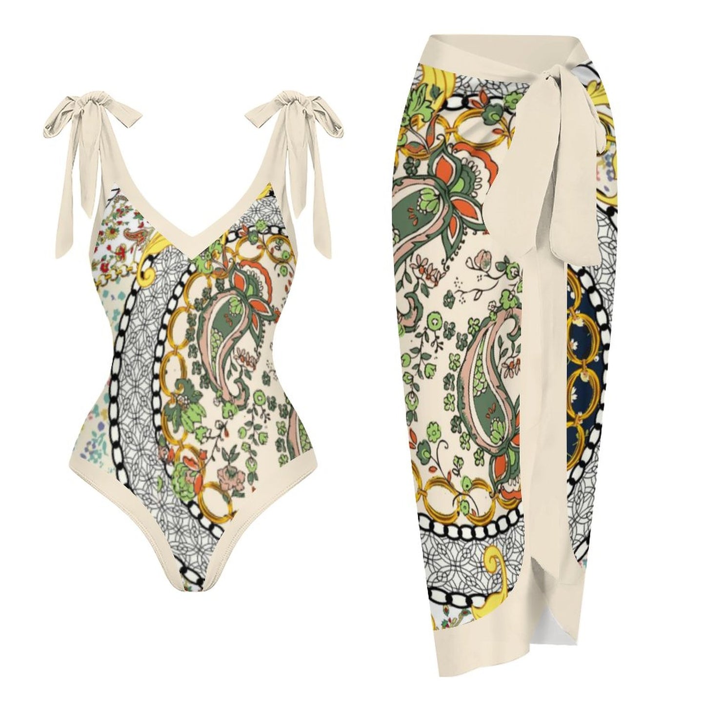 Casual Printed One Piece Swimsuit And Cover Up 2306103193