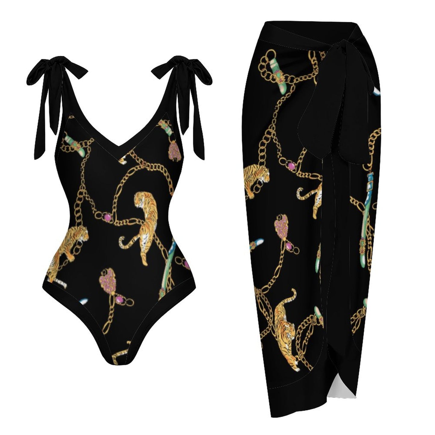 Casual Printed One-Piece Swimsuit And Cover Up 2305102502