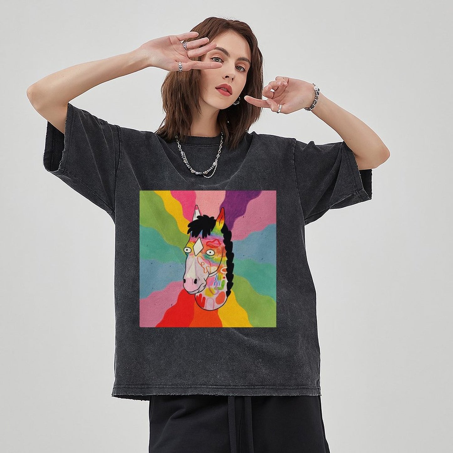 Unisex Vintage Solid Wash T-Shirts 2305103537