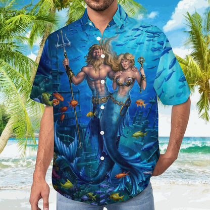 Men's Hawaiian Print Lapel Shirt 2304107120