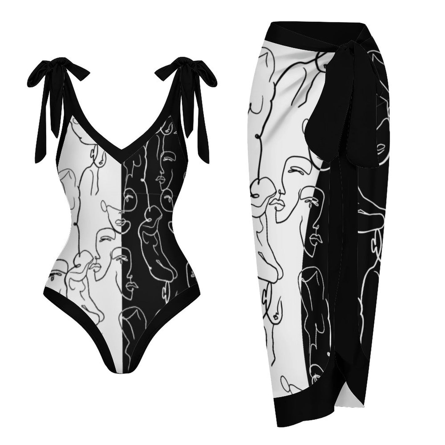 Casual Printed One-Piece Swimsuit And Cover Up 2305102942