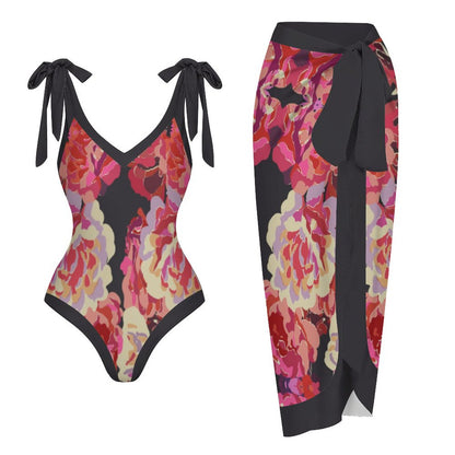 Casual Printed One-Piece Swimsuit And Cover Up 2305102465