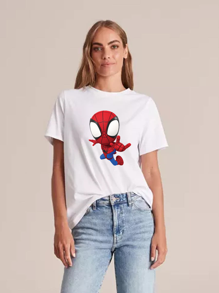 Women's Casual Spider-Man Printed Round Neck Short Sleeve T-Shirt