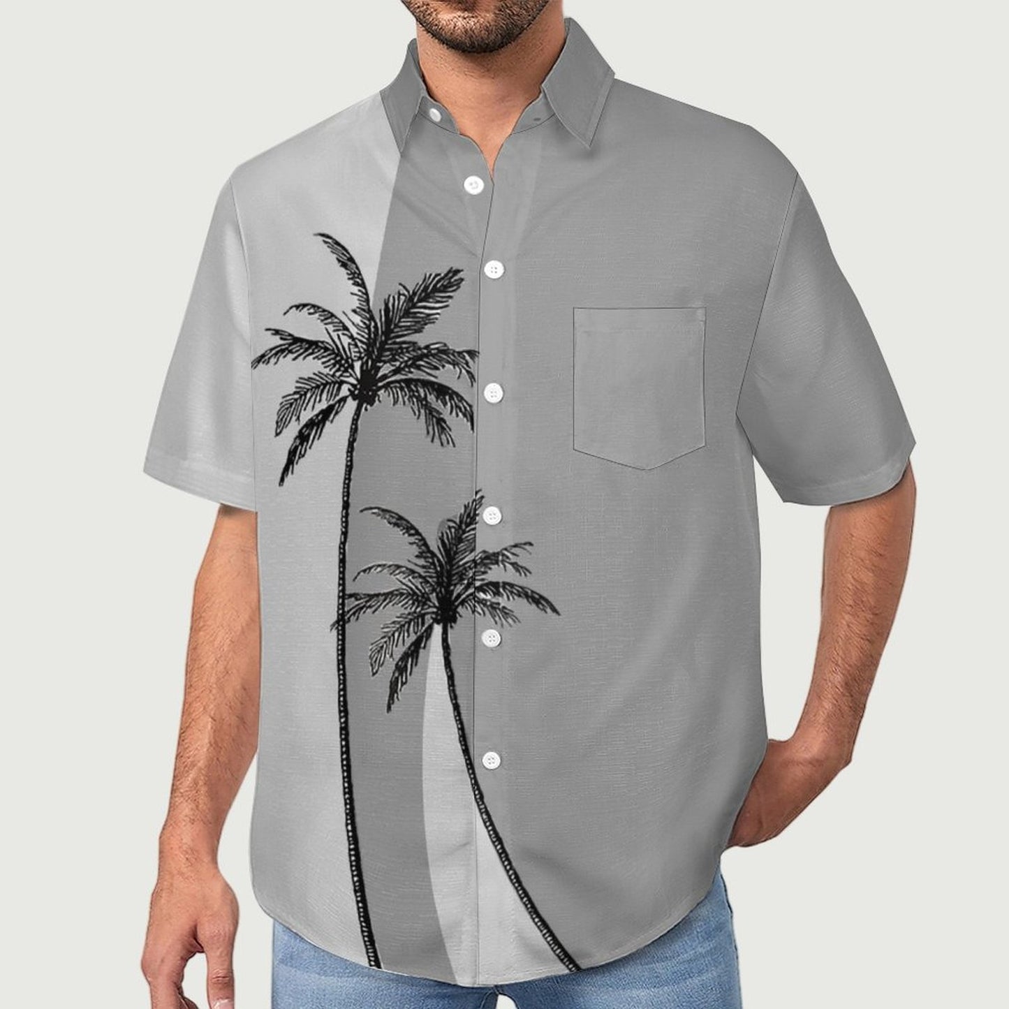 Coco Geometric Print Hawaiian Men's Casual Shirt