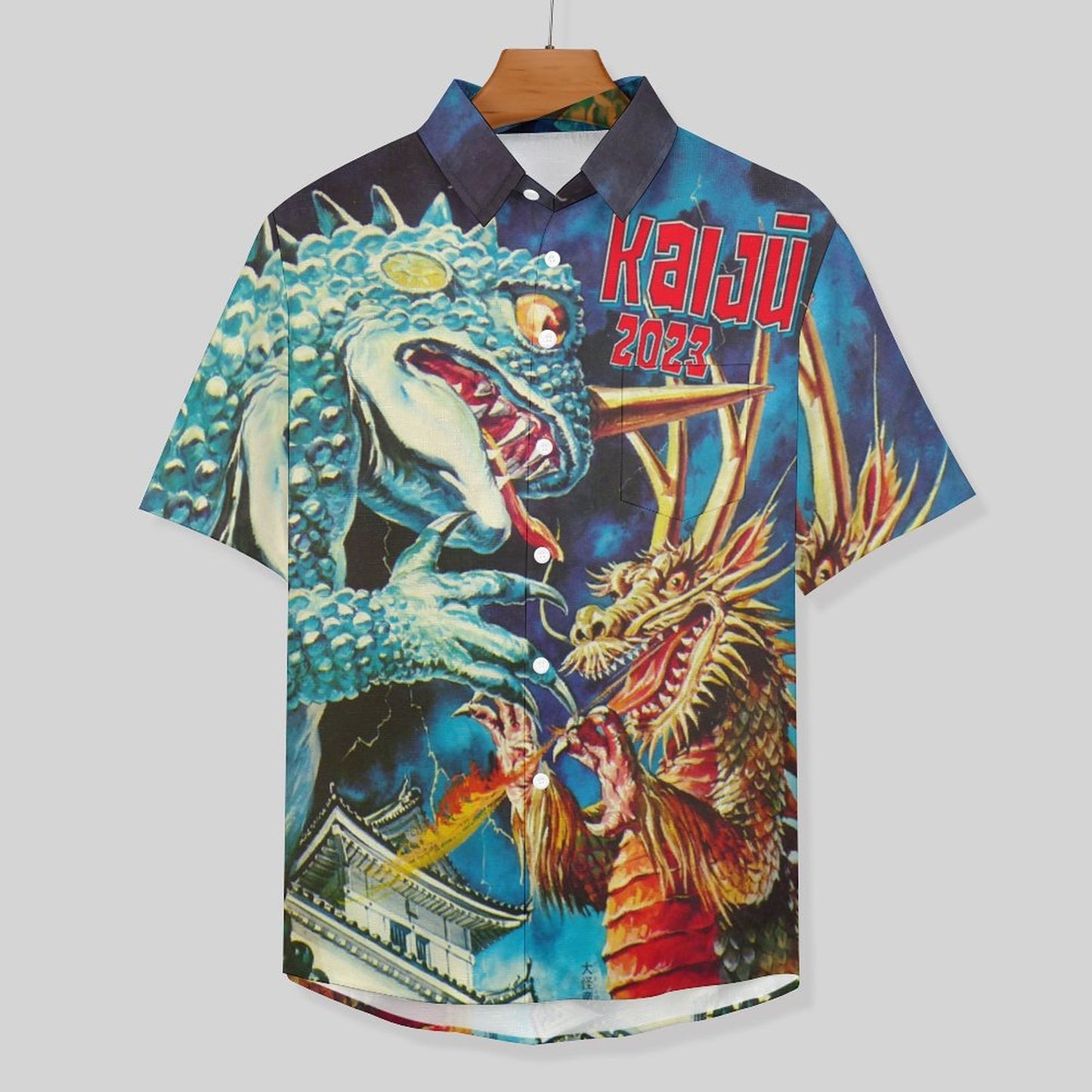 Men's Cotton Monster Print Vacation Hawaiian Shirt 2306101229