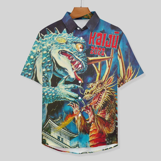 Men's Cotton Monster Print Vacation Hawaiian Shirt 2306101229