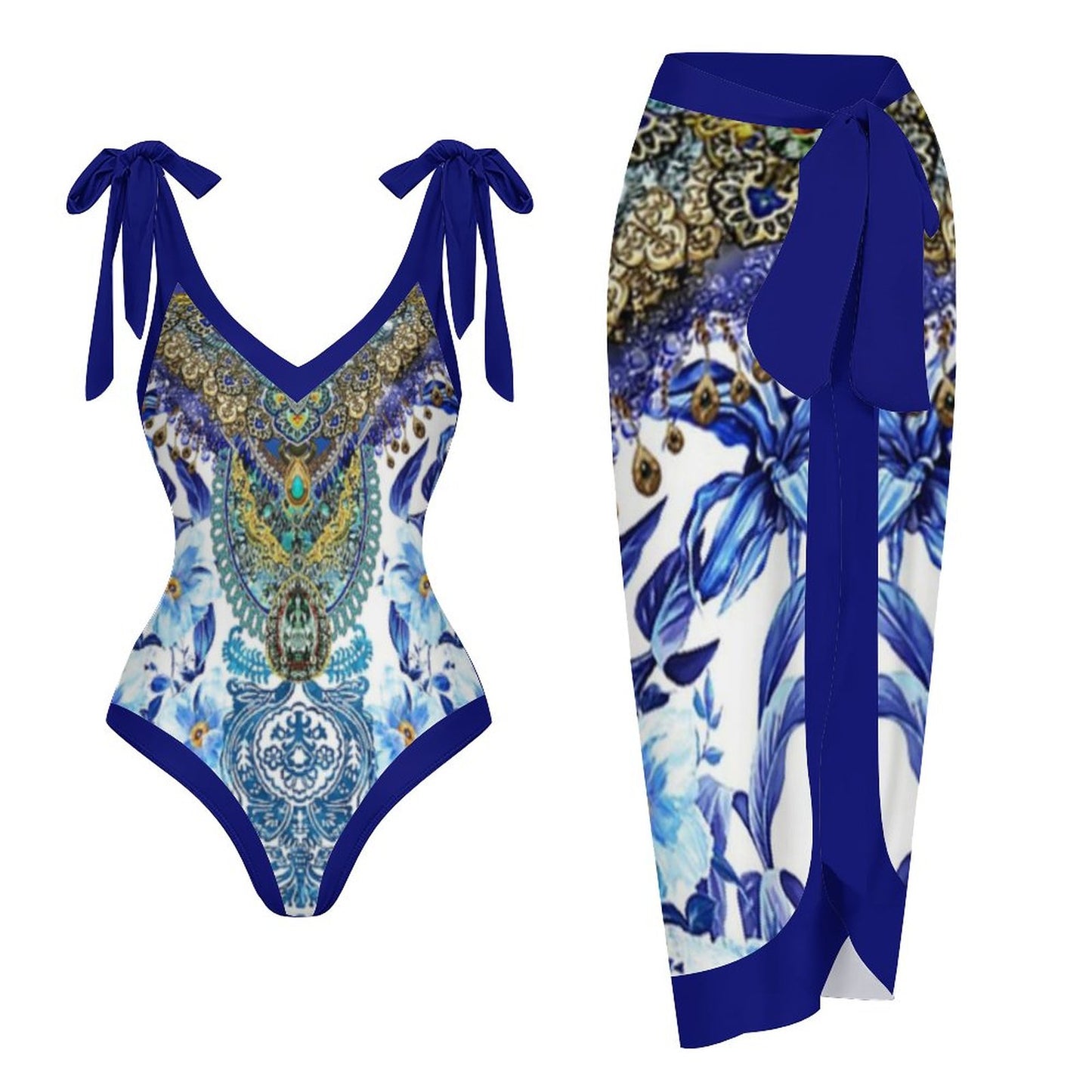 Casual Printed One Piece Swimsuit And Cover Up 2305104915