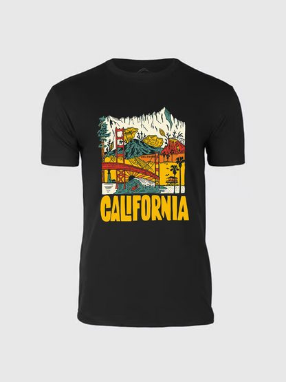 Men's Casual California Printed Round Neck Short Sleeve T-Shirt