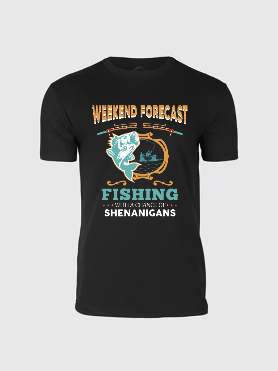 Men's Casual Fishing Printed Round Neck Short Sleeve T-Shirt