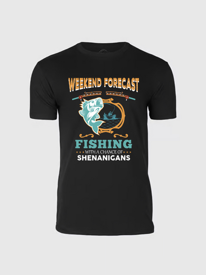 Men's Casual Fishing Printed Round Neck Short Sleeve T-Shirt