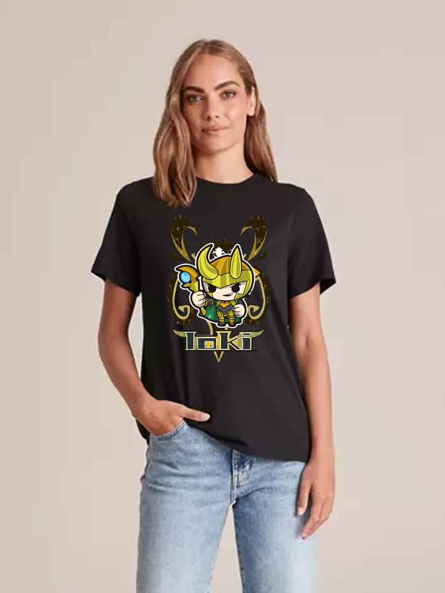 Women's Casual Little Loki Printed Round Neck Short Sleeve T-Shirt