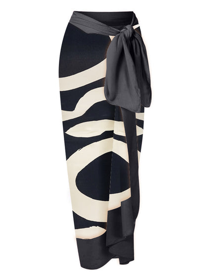 One Shoulder Print Split Swimsuit