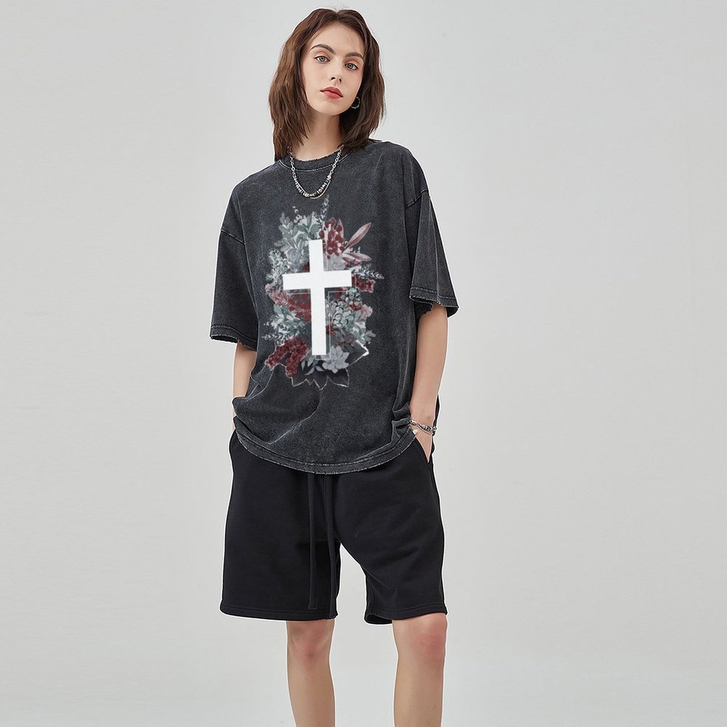 Unisex Vintage Solid Wash T-Shirts 2305103951