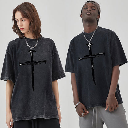 Unisex Vintage Solid Wash T-Shirts 2305103948