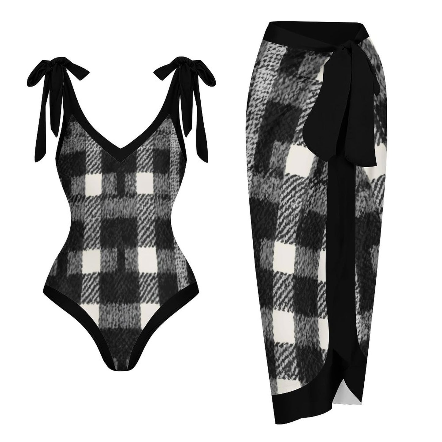 Casual Printed One-Piece Swimsuit And Cover Up 2305102671
