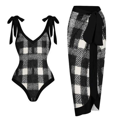 Casual Printed One-Piece Swimsuit And Cover Up 2305102671