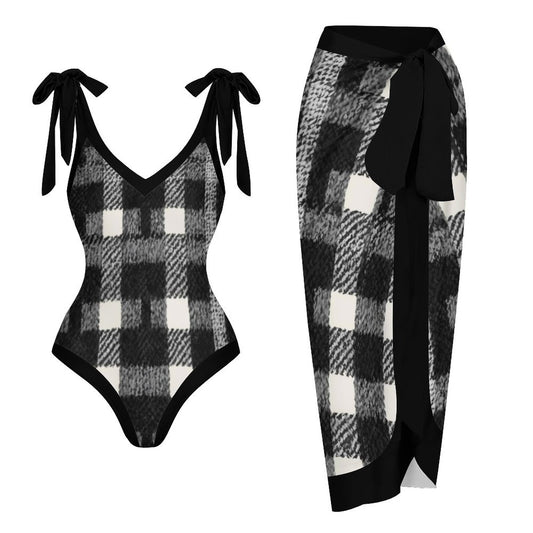 Casual Printed One-Piece Swimsuit And Cover Up 2305102671