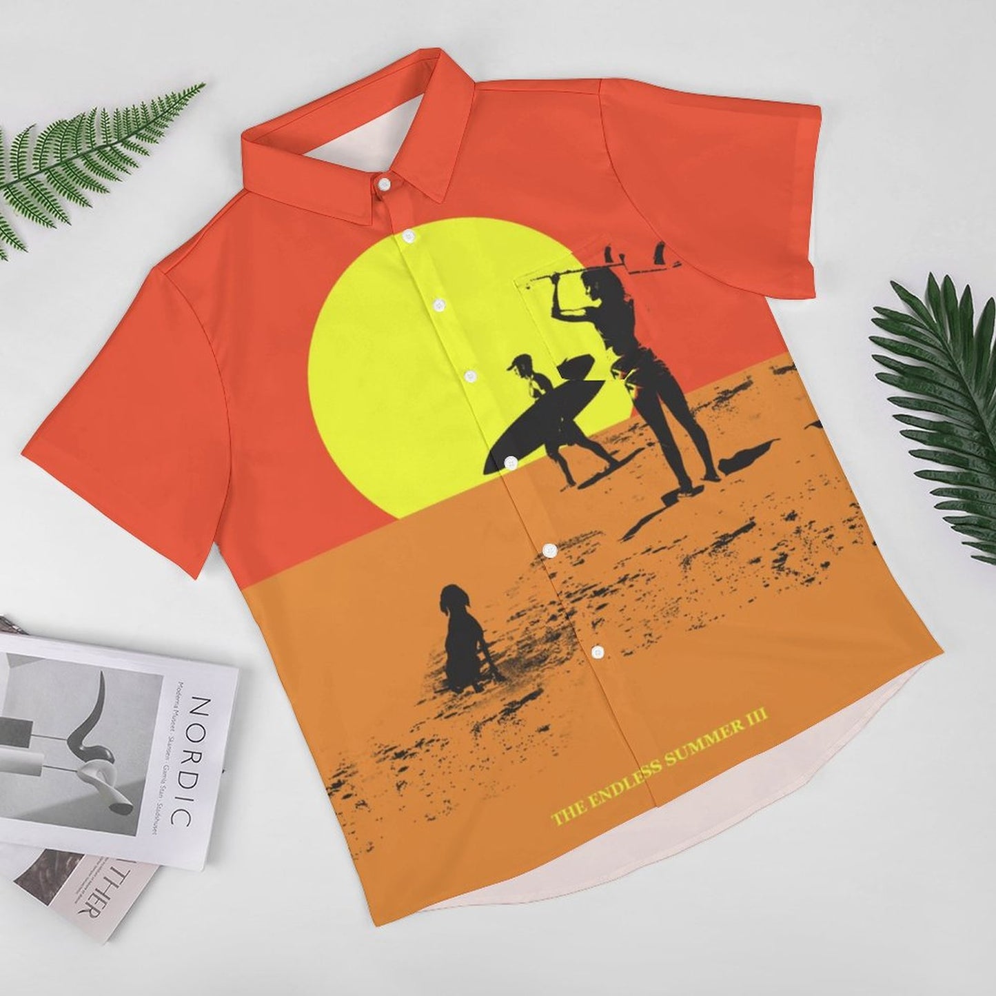 Men's The Endless Summer Print Casual Short Sleeve Shirt 2306102516