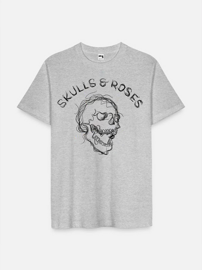 Men's Casual  Skeleton Printed Round Neck Short Sleeve T-Shirt