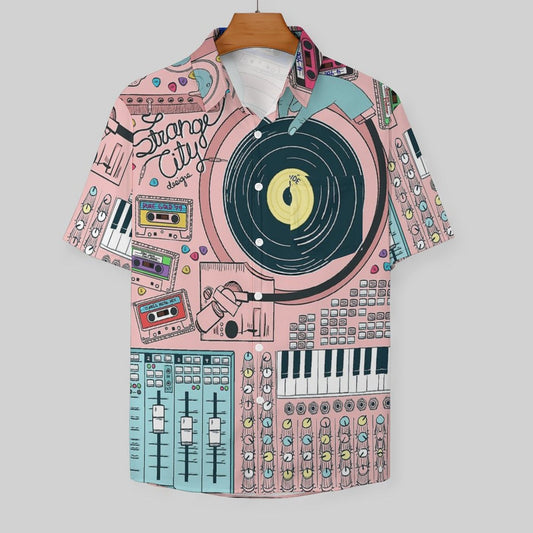 Men's Hawaiian Vinyl Print Vacation Shirt 2306101953