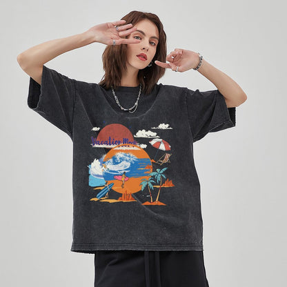 Unisex Vintage Solid Wash T-Shirts 2305102653