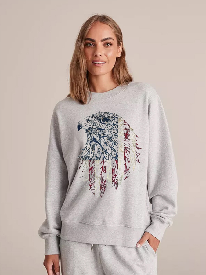 Unisex Round Neck Casual Printed Long Sleeve Sweatshirt