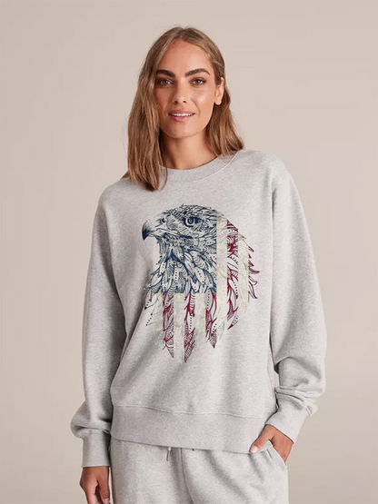 Unisex Round Neck Casual Printed Long Sleeve Sweatshirt