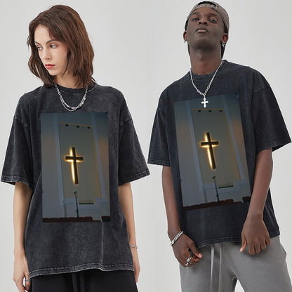 Unisex Vintage Solid Wash T-Shirts 2305103940