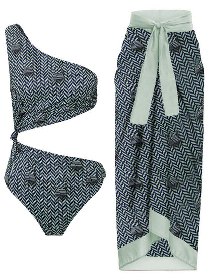One Shoulder Cut Fashion One Piece Swimsuit & Cover up