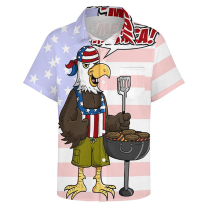 Men's Hawaiian Eagle Grill Print Casual Short Sleeve Shirt 2306102829