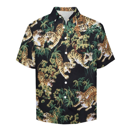 Cotton Tiger Breast Pocket Short Sleeve Resort Shirt 2306100687