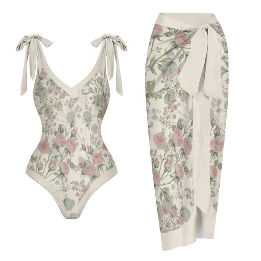 Casual Printed One-Piece Swimsuit And Cover Up 2305104145