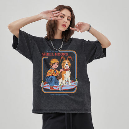 Unisex Vintage Solid Wash Denim T-Shirts