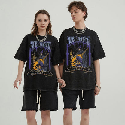 Unisex Vintage Solid Wash Denim T-Shirts