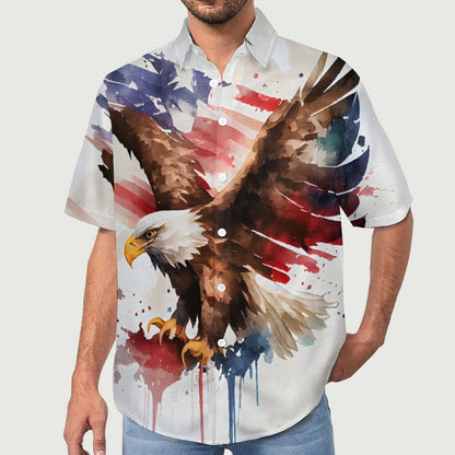 Men's Eagle Watercolor Art Print Vacation Hawaiian Shirt