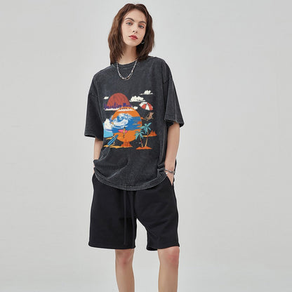 Unisex Vintage Solid Wash T-Shirts 2305102653