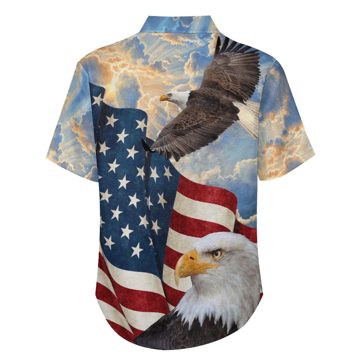 Men's Eagle American Flag Print Vacation Hawaiian Shirt 2305106649