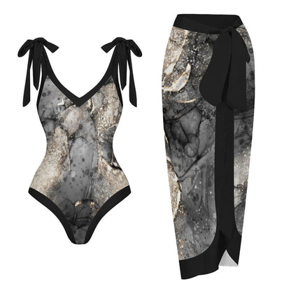 Casual Printed One Piece Swimsuit And Cover Up 2305104869