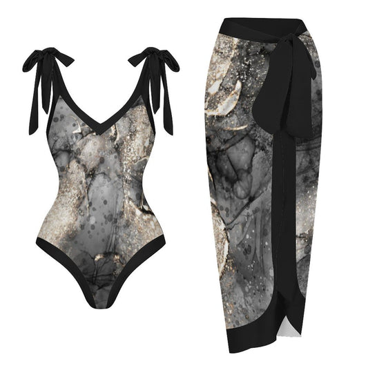 Casual Printed One Piece Swimsuit And Cover Up 2305104869