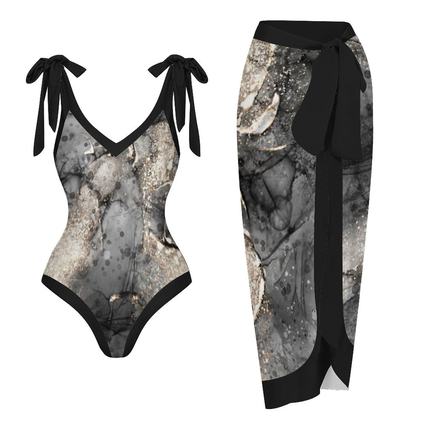 Casual Printed One Piece Swimsuit And Cover Up 2305104869