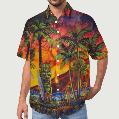 Tiki Chest Pocket Short Sleeve Hawaiian Shirt 2306100695