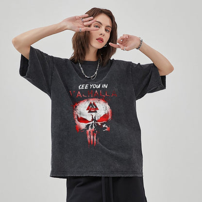 Unisex Vintage Solid Wash T-Shirts 2305104088