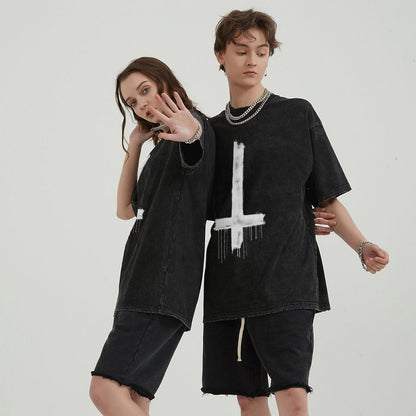 Unisex Vintage Solid Wash T-Shirts 2305103952