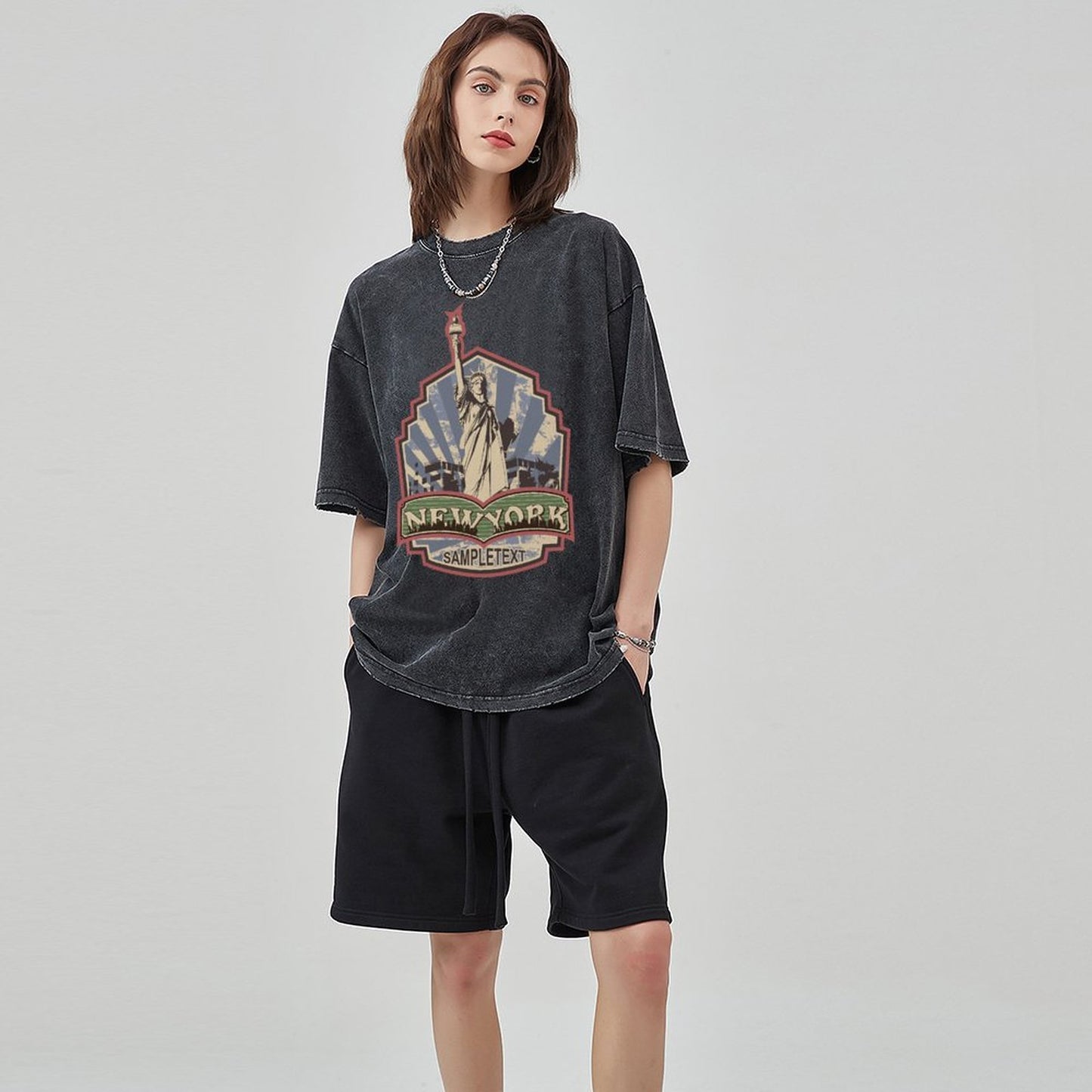 Unisex Vintage Solid Wash T-Shirts 2305102645