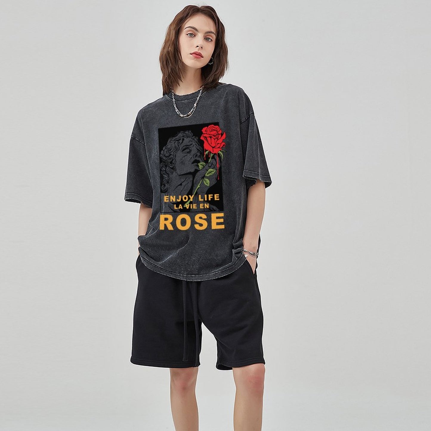 Unisex Vintage Solid Wash T-Shirts 2305102851