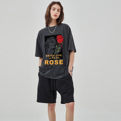 Unisex Vintage Solid Wash T-Shirts 2305102851