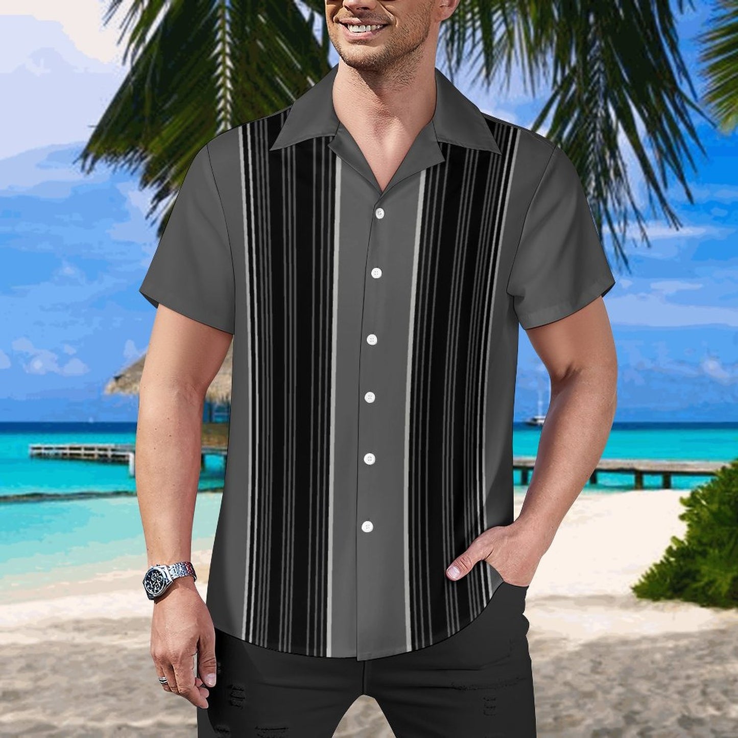 Men's Hawaiian Print Casual Shirt 2304105341