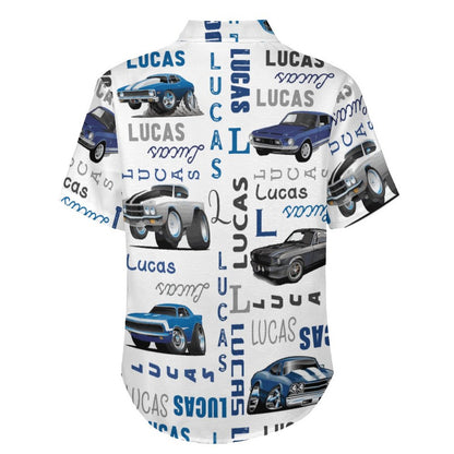 Men's Painted Car Print Vacation Hawaiian Shirt